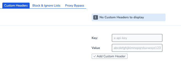 Screenshot showing Custom Header Settings in RapidSpike