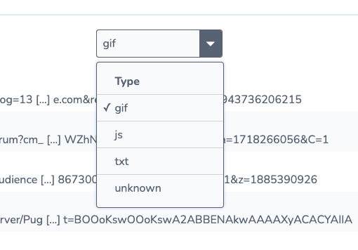 screenshot showing the element type drop down