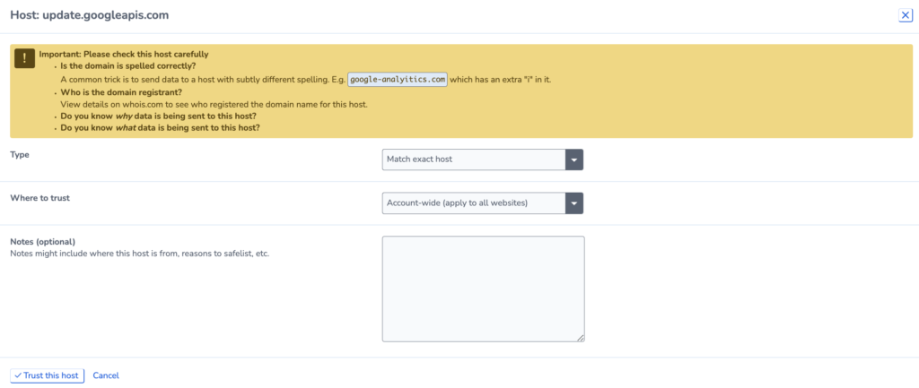 manage untrusted hosts by adding host to the trusted list