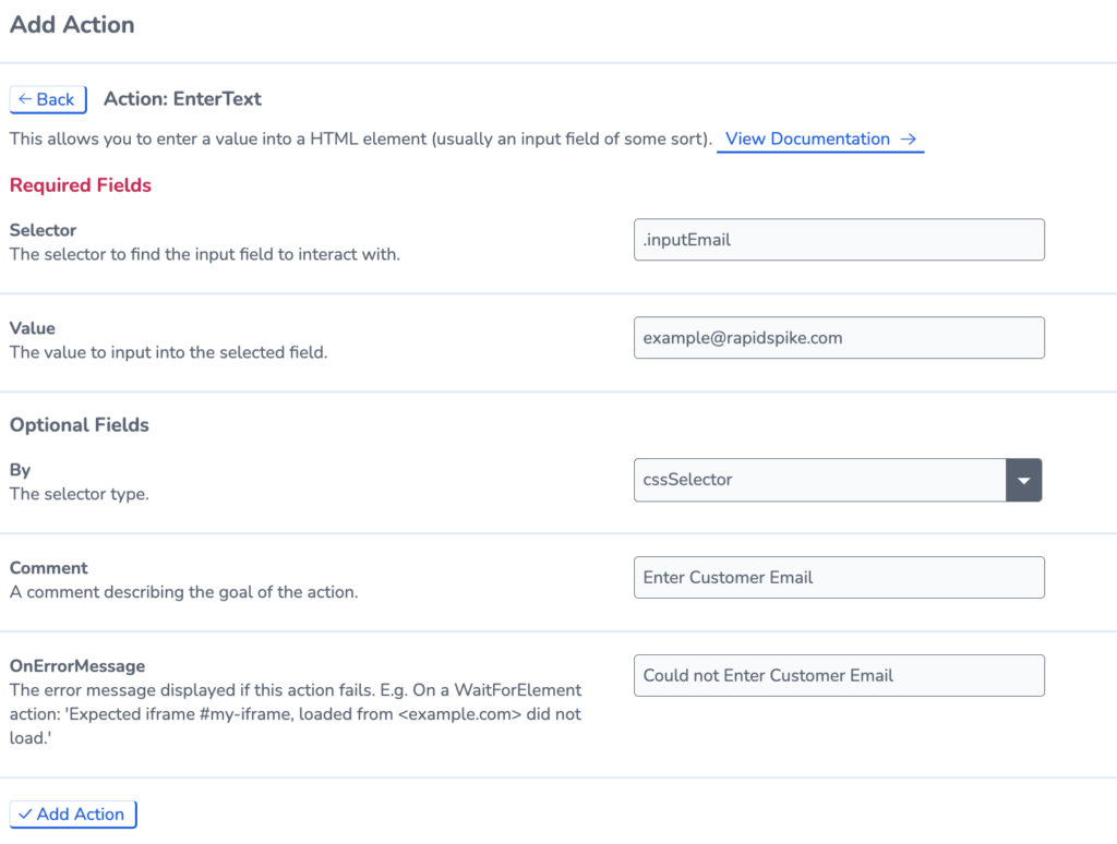 EnterText Input Action Example