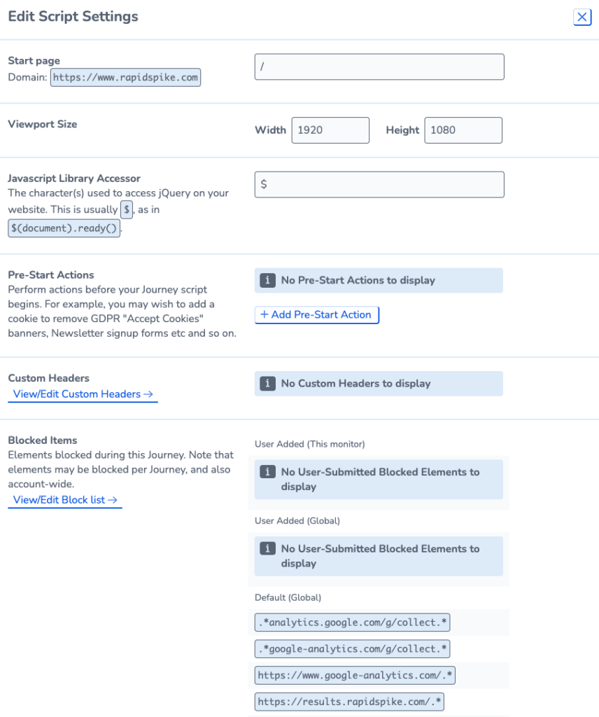 Edit script settings from the script editor