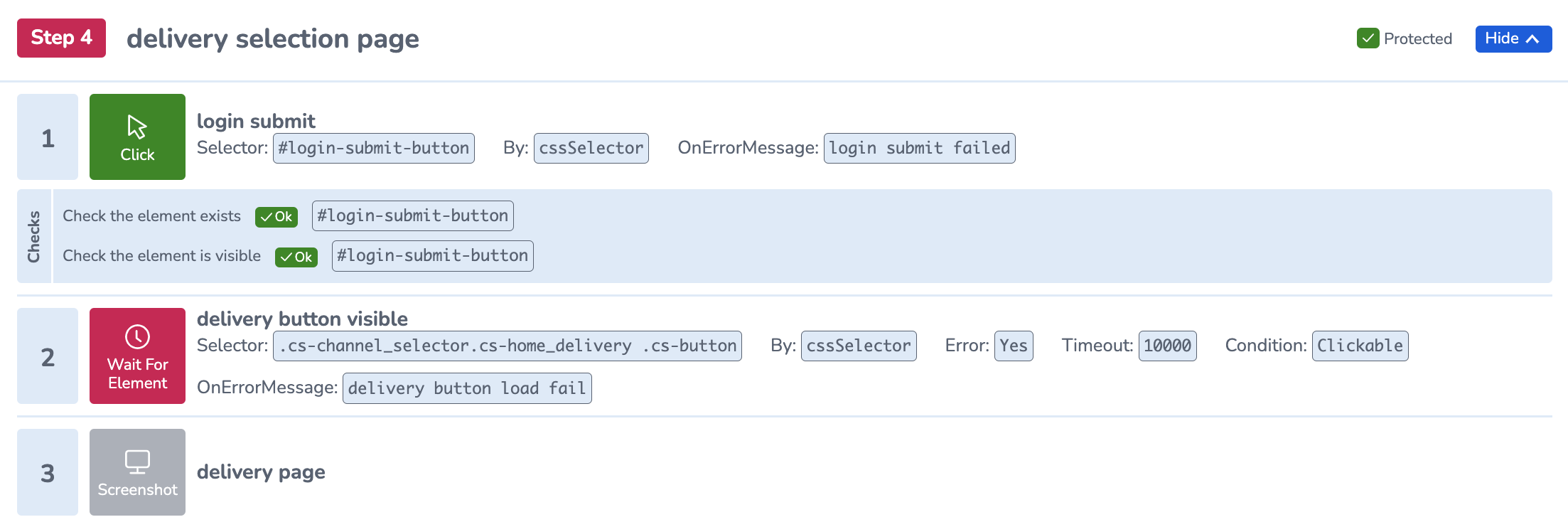 A User Journey showing a broken delivery page.