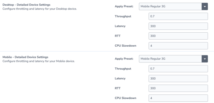 device throttling settings