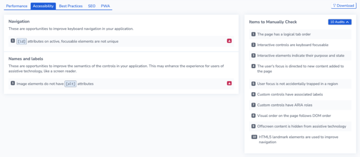 accessibility page manual audits