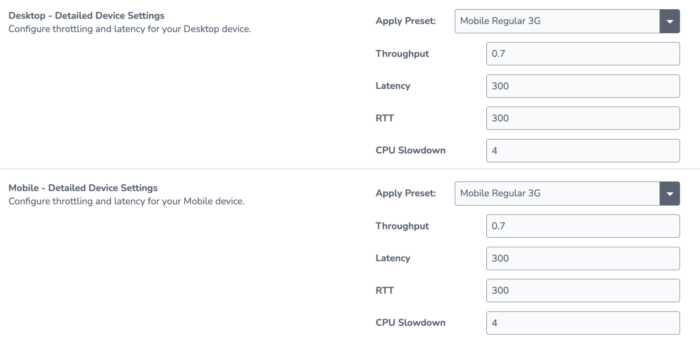 device throttling settings